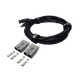 Roam Gear 6m solar MC4 extension lead viewed from the right with two loose grey Anderson plugs and contacts.