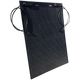 Roam Gear 70W 12V black ETFE flexible solar panel viewed from the left with positive and negative leads.