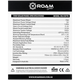 Roam Gear 70W 12V black ETFE flexible solar panel specifications with electrical ratings, dimensions and weight.