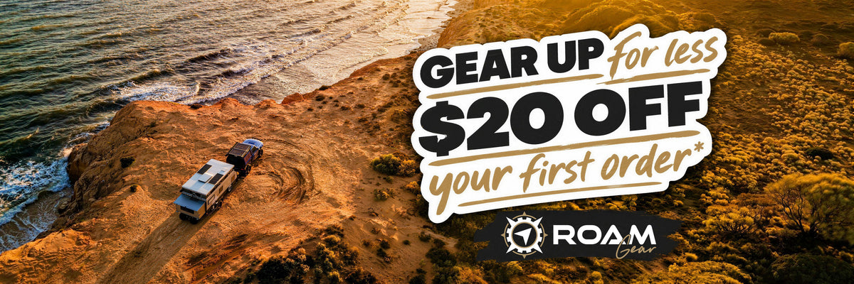Gear up for less. Get $20 off your first order of $200 or more with Roam Gear. A 4WD towing a caravan on a clifftop above the sea at sunset