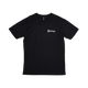 Roam Gear "Live the Roam Life" male black T-shirt front view with a small white and gold chest logo.