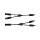 Roam Gear MC4 two to one solar adaptor pair laid horizontally in opposite directions.