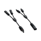 Roam Gear MC4 two to one solar adaptor pair in an angled view with black branch leads and connectors.