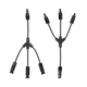 Roam Gear MC4 three to one solar adaptor pair laid vertically in opposite directions with all branches visible.