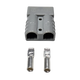 Roam Gear grey 50A Anderson plug rear view with twin cable entry openings and two loose contacts.