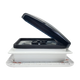 TRA 12V 280mm shower roof vent side view with the lid partially open.