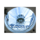 TRA 12V electric side vent roof hatch fan close up viewed from below through the clear blades.