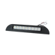 TRA 500 lumen 12V black LED awning light front view with round LEDs behind a clear lens and wiring above.