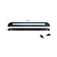 TRA 900 lumen 12V black LED awning light dimension diagram with front, back and end views.