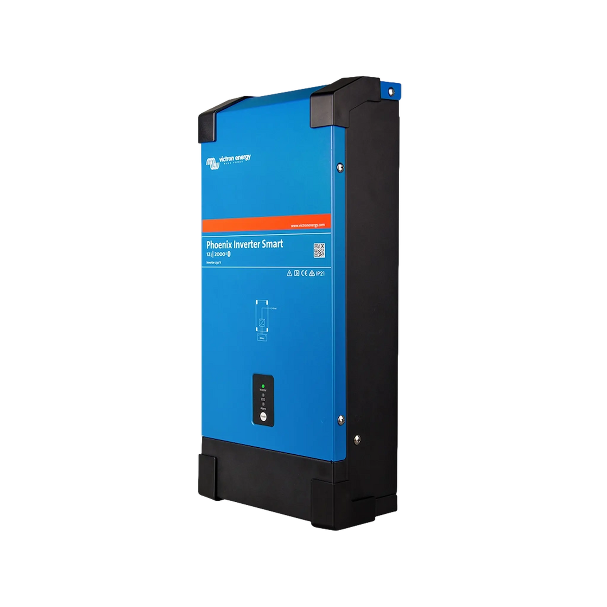 Victron 2000W 12V Smart Phoenix Bluetooth inverter in a front-right angled view.