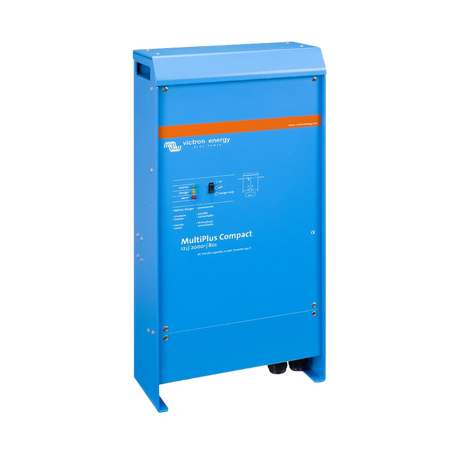 Victron MultiPlus Compact 2000W/80A 12V inverter charger in a front-left angled view.