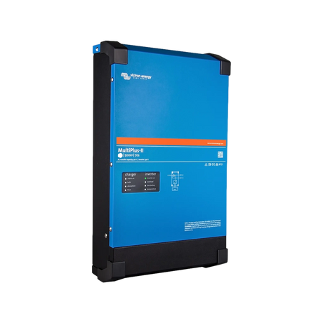 Victron MultiPlus-II 3000W/120A 12V inverter charger front-left angle view.