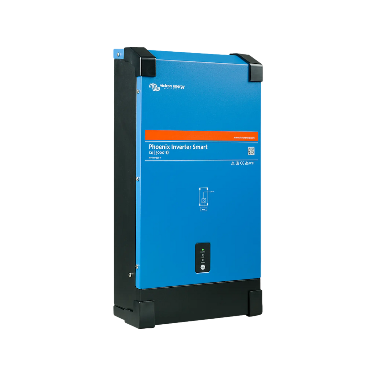 Victron 3000W 12V Smart Phoenix Bluetooth inverter in a front-left angled view.