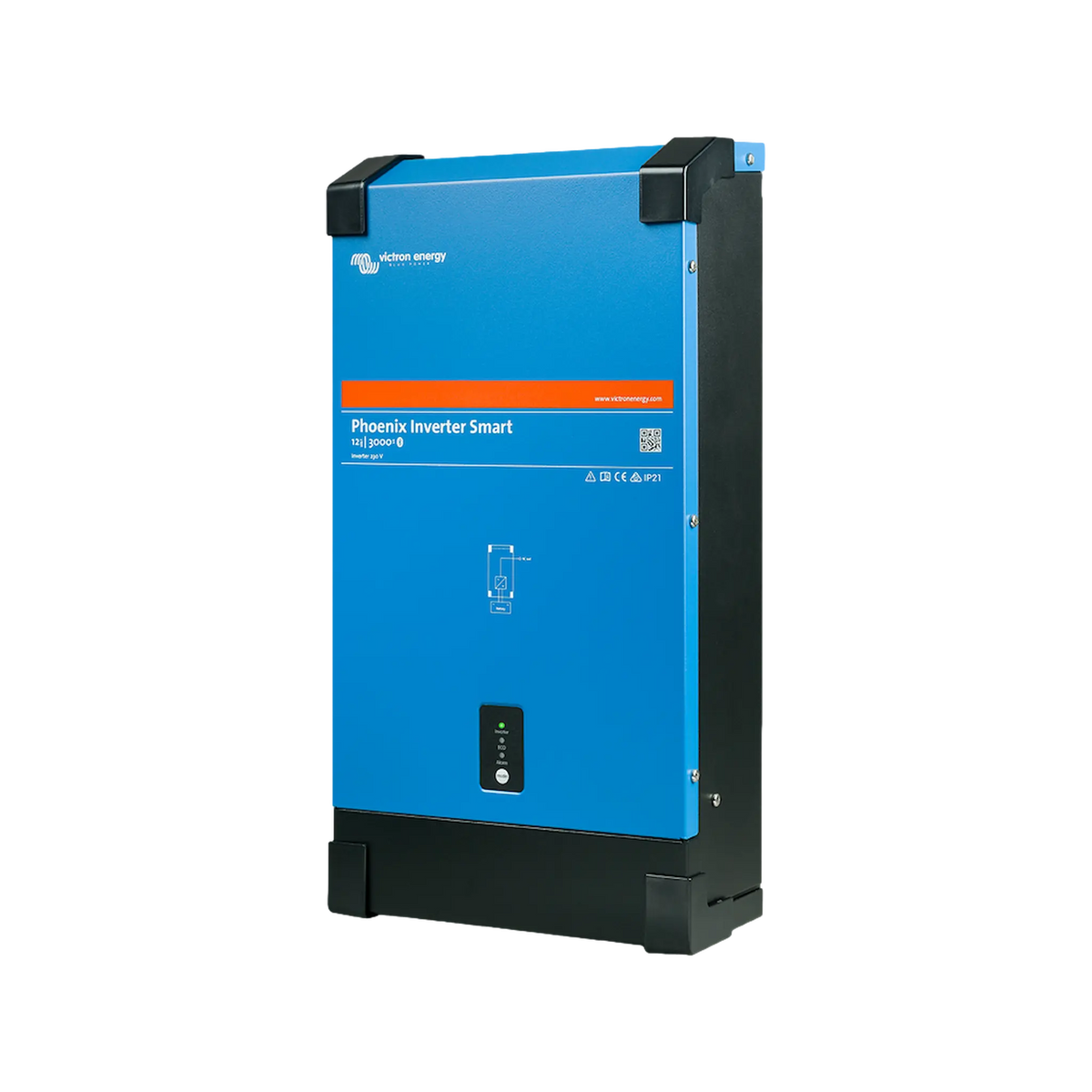 Victron 3000W 12V Smart Phoenix Bluetooth inverter in a front-right angled view.