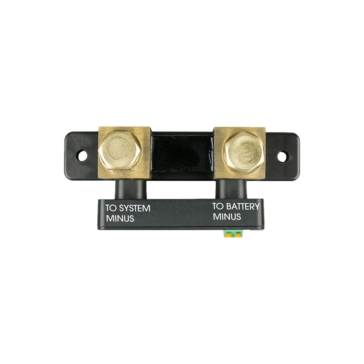 Victron SmartShunt 300A battery monitor top view with system-minus and battery-minus terminal labels.