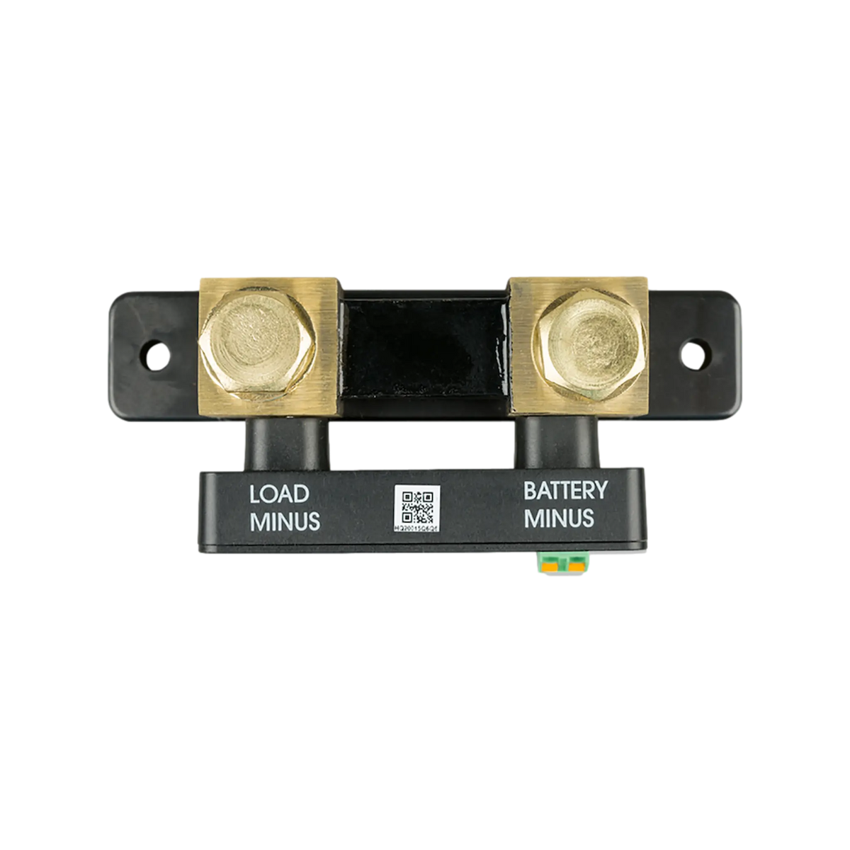 Victron SmartShunt 500A battery monitor top view with negative battery and load terminals.